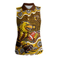 Hawthorn Hawks Women Sleeveless Polo Shirt Aboriginal Dot Pattern - Football Mascot Heritage Pride