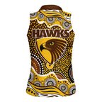 Hawthorn Hawks Women Sleeveless Polo Shirt Aboriginal Dot Pattern - Football Mascot Heritage Pride