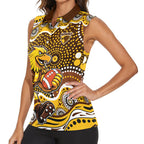 Hawthorn Hawks Women Sleeveless Polo Shirt Aboriginal Dot Pattern - Football Mascot Heritage Pride