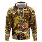 Hawthorn Hawks Zip Hoodie Aboriginal Dot Pattern - Football Mascot Heritage Pride