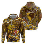 Hawthorn Hawks Zip Hoodie Aboriginal Dot Pattern - Football Mascot Heritage Pride
