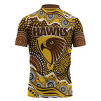 Hawthorn Hawks Zipper Polo Shirt Aboriginal Dot Pattern - Football Mascot Heritage Pride
