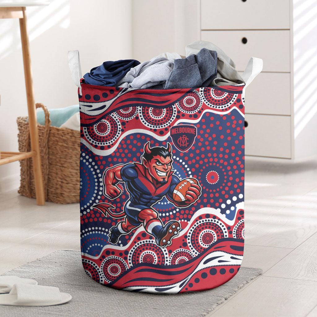 Melbourne Demons Laundry Basket Aboriginal Dot Pattern - Football Mascot Heritage Pride
