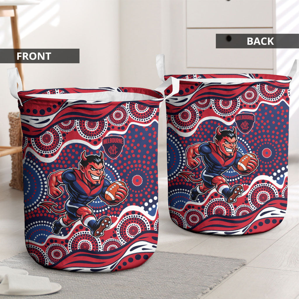 Melbourne Demons Laundry Basket Aboriginal Dot Pattern - Football Mascot Heritage Pride