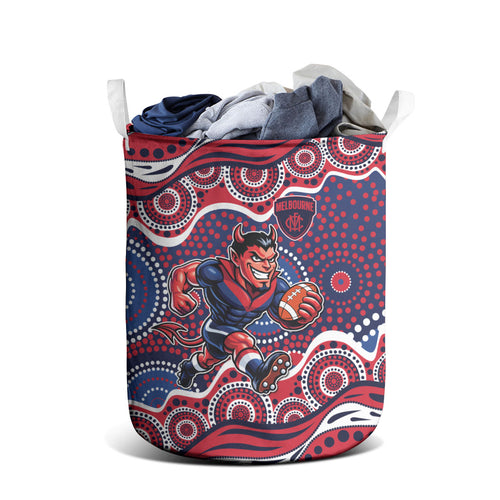 Melbourne Demons Laundry Basket Aboriginal Dot Pattern - Football Mascot Heritage Pride