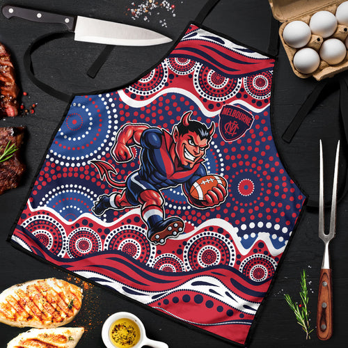 Melbourne Demons Apron Aboriginal Dot Pattern - Football Mascot Heritage Pride