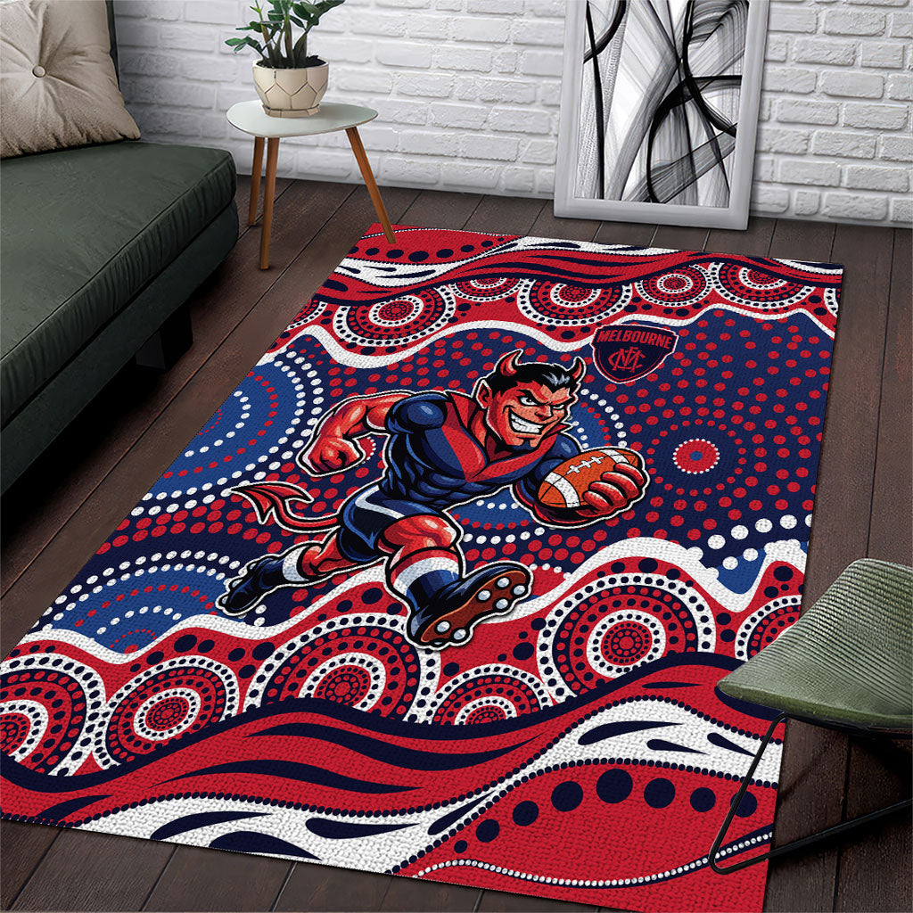Melbourne Demons Area Rug Aboriginal Dot Pattern - Football Mascot Heritage Pride