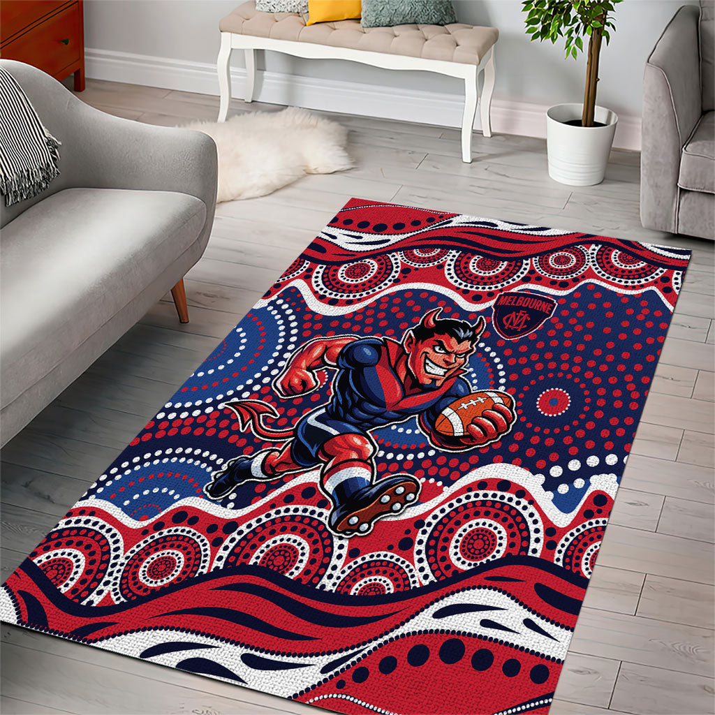 Melbourne Demons Area Rug Aboriginal Dot Pattern - Football Mascot Heritage Pride