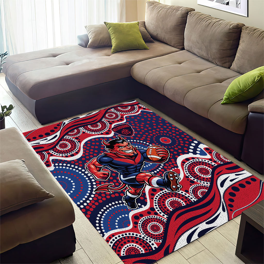Melbourne Demons Area Rug Aboriginal Dot Pattern - Football Mascot Heritage Pride
