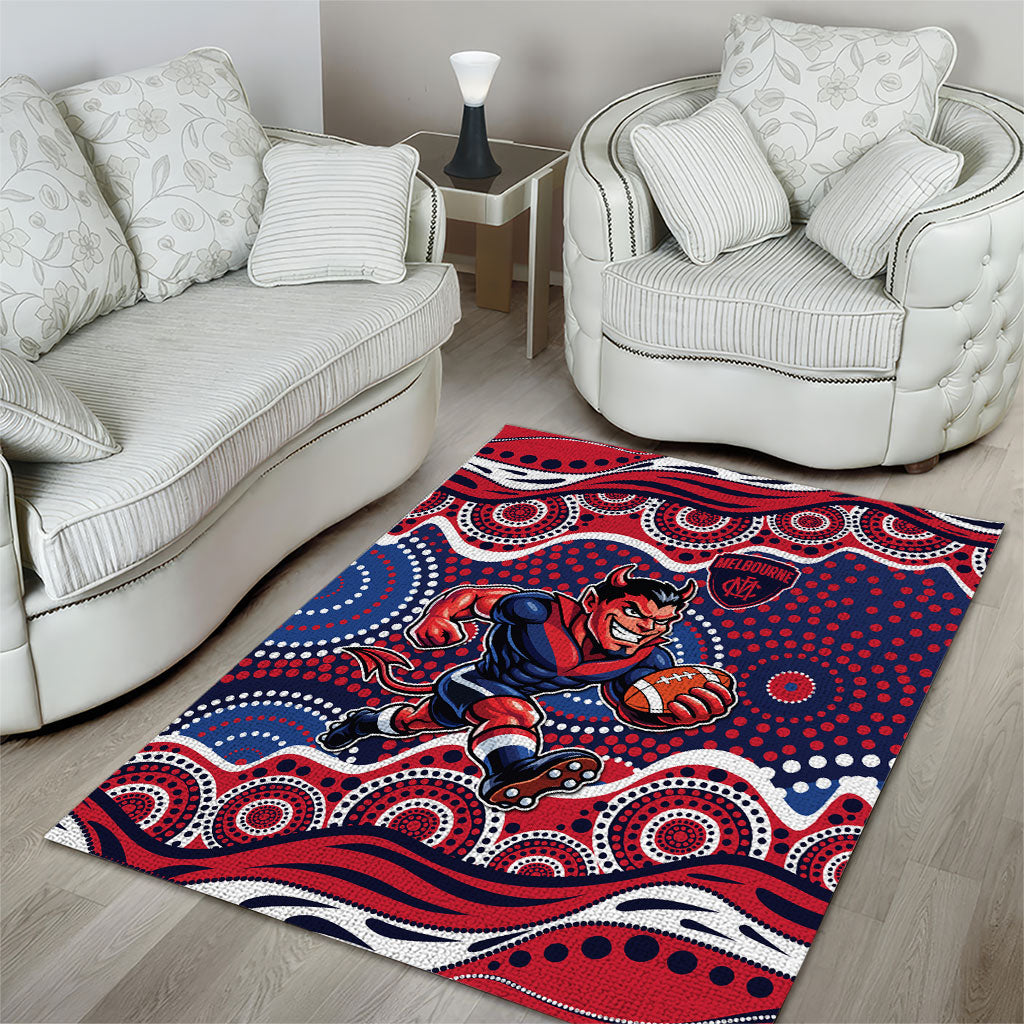 Melbourne Demons Area Rug Aboriginal Dot Pattern - Football Mascot Heritage Pride