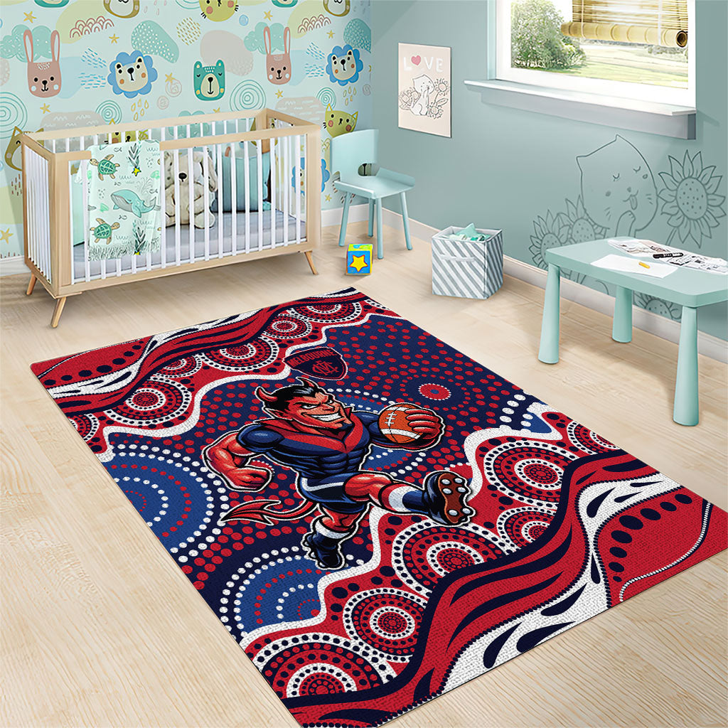 Melbourne Demons Area Rug Aboriginal Dot Pattern - Football Mascot Heritage Pride