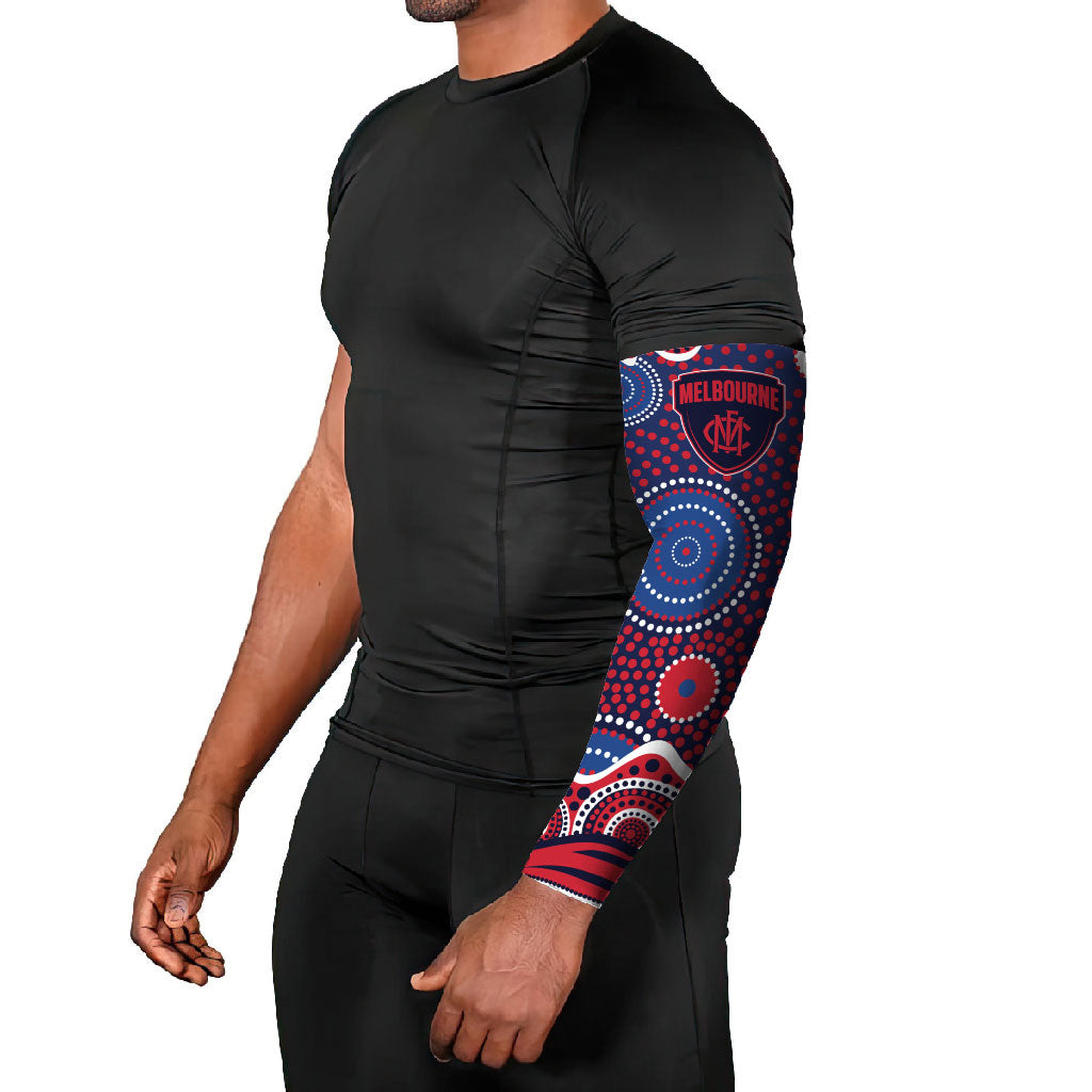 Melbourne Demons Arm Sleeves Aboriginal Dot Pattern - Football Mascot Heritage Pride