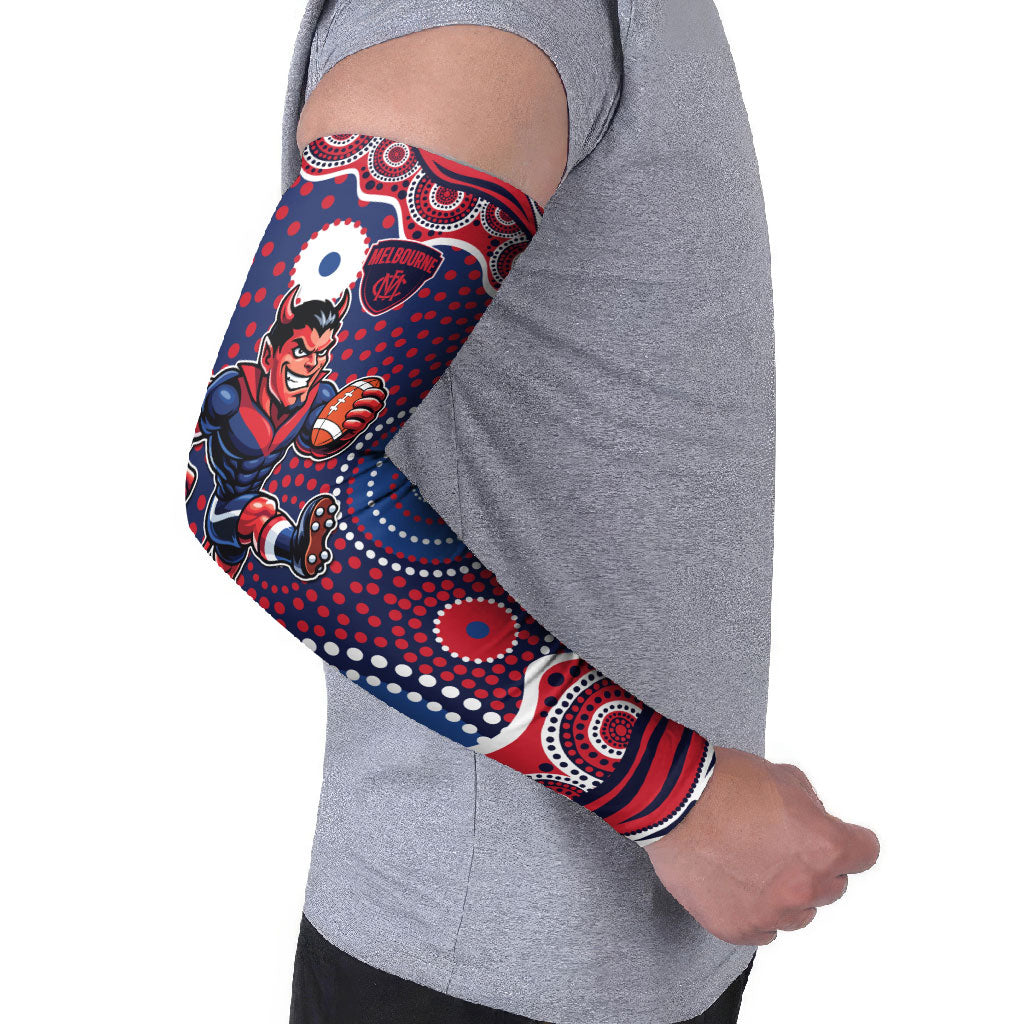 Melbourne Demons Arm Sleeves Aboriginal Dot Pattern - Football Mascot Heritage Pride