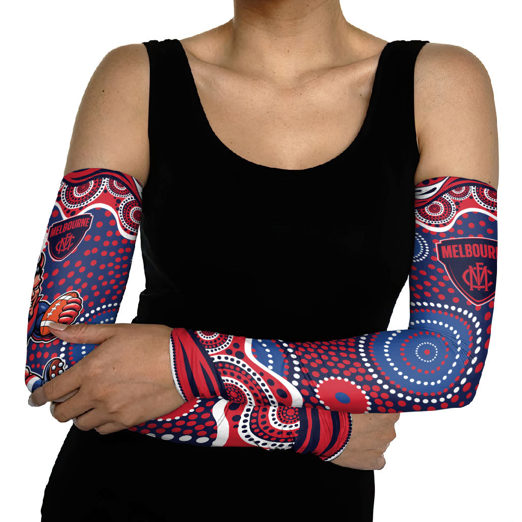 Melbourne Demons Arm Sleeves Aboriginal Dot Pattern - Football Mascot Heritage Pride