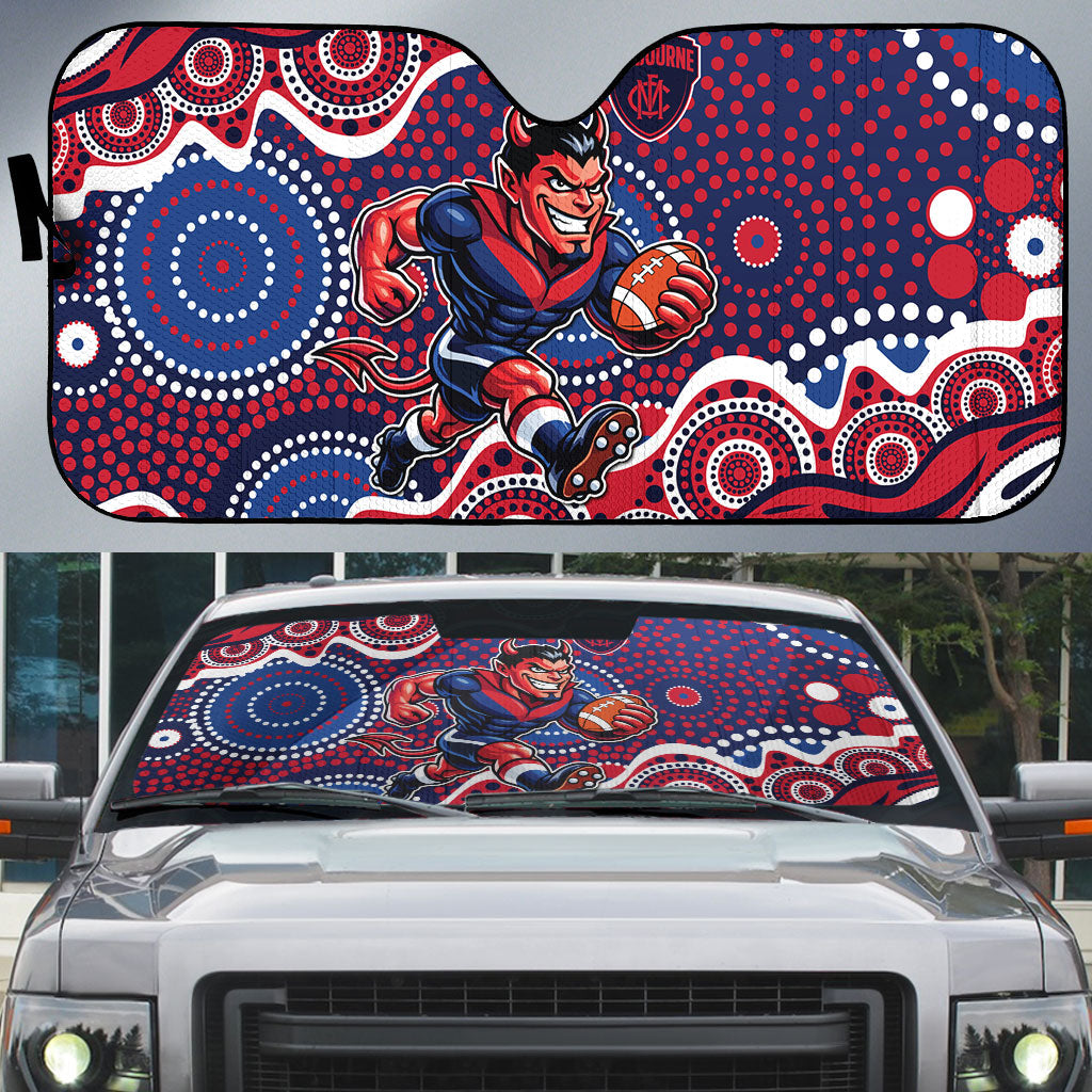 Melbourne Demons Auto Sun Shade Aboriginal Dot Pattern - Football Mascot Heritage Pride