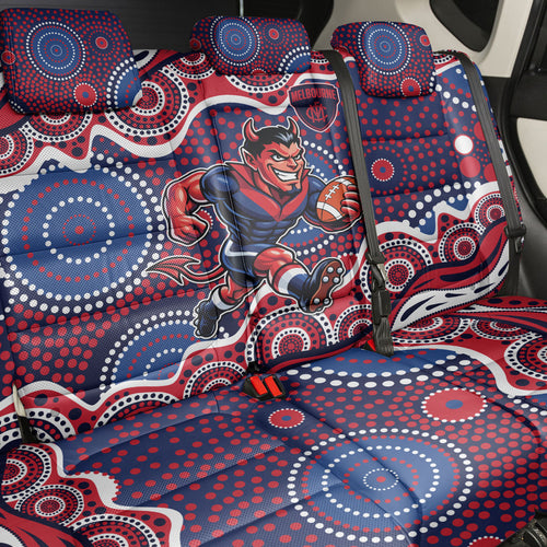 Melbourne Demons Back Car Seat Cover Aboriginal Dot Pattern - Football Mascot Heritage Pride