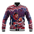 Melbourne Demons Baseball Jacket Aboriginal Dot Pattern - Football Mascot Heritage Pride