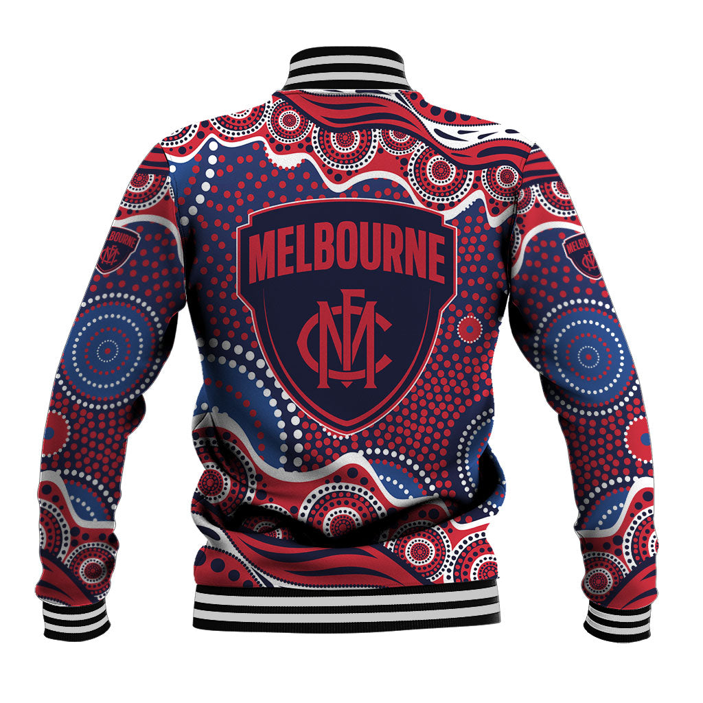 Melbourne Demons Baseball Jacket Aboriginal Dot Pattern - Football Mascot Heritage Pride