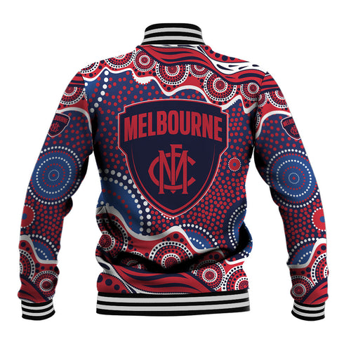 Melbourne Demons Baseball Jacket Aboriginal Dot Pattern - Football Mascot Heritage Pride