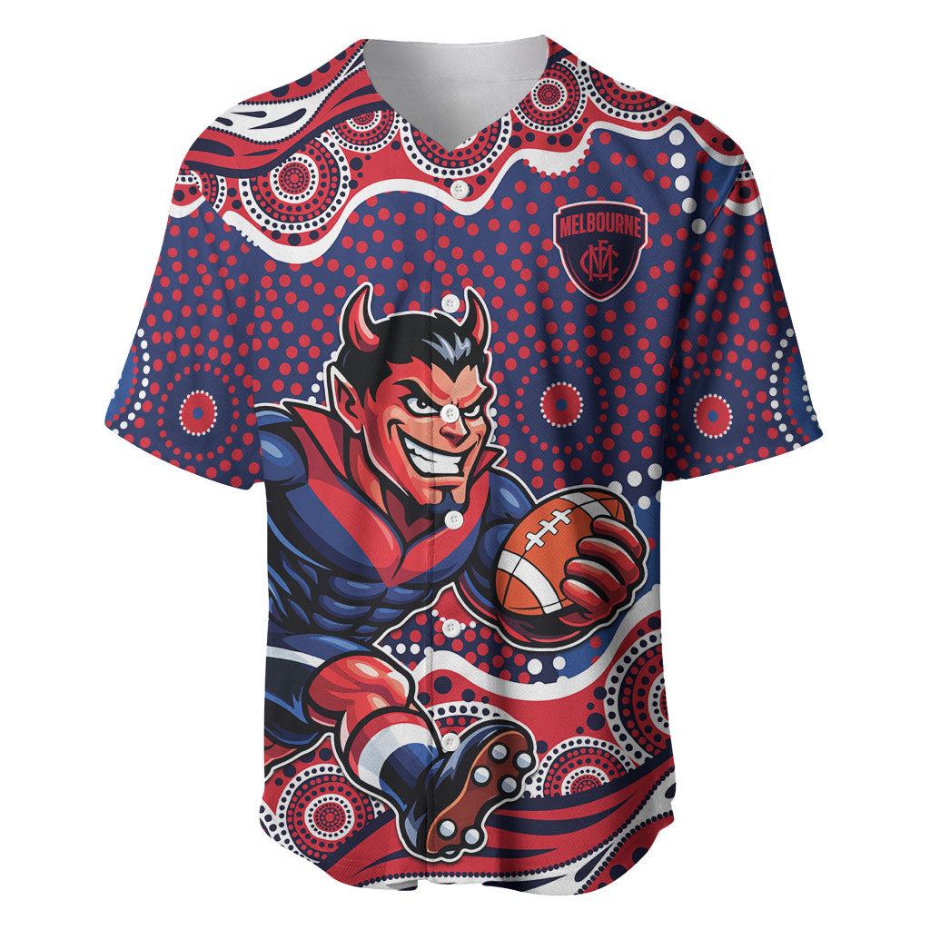 Melbourne Demons Baseball Jersey Aboriginal Dot Pattern - Football Mascot Heritage Pride