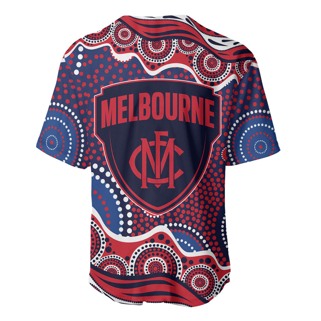Melbourne Demons Baseball Jersey Aboriginal Dot Pattern - Football Mascot Heritage Pride
