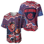 Melbourne Demons Baseball Jersey Aboriginal Dot Pattern - Football Mascot Heritage Pride