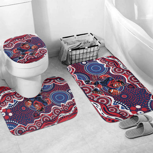 Melbourne Demons Bathroom Set Aboriginal Dot Pattern - Football Mascot Heritage Pride