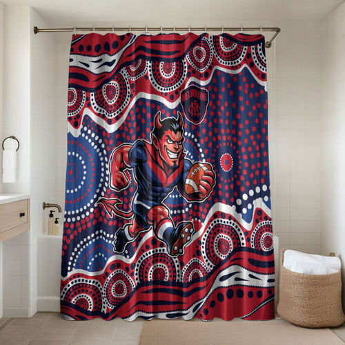 Melbourne Demons Bathroom Set Aboriginal Dot Pattern - Football Mascot Heritage Pride