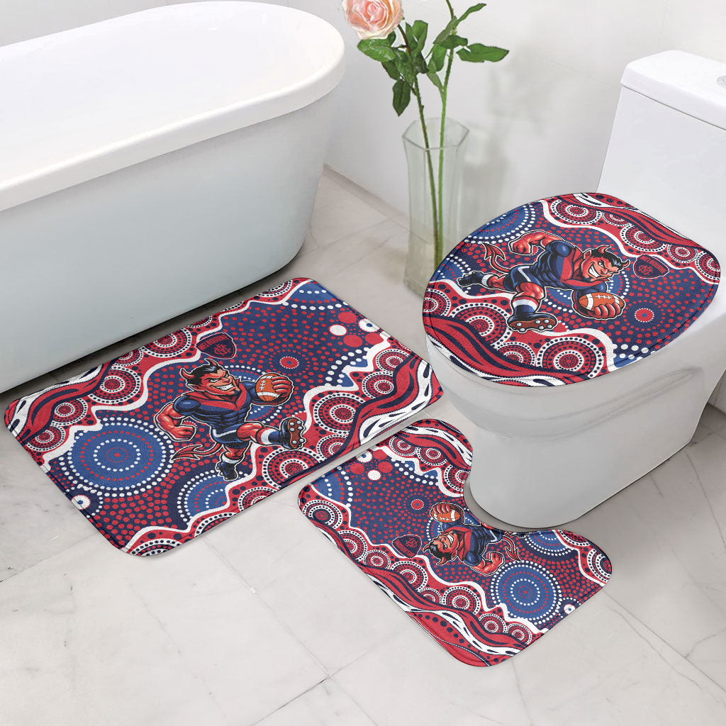 Melbourne Demons Bathroom Set Aboriginal Dot Pattern - Football Mascot Heritage Pride