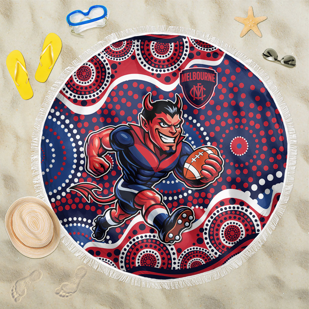 Melbourne Demons Beach Blanket Aboriginal Dot Pattern - Football Mascot Heritage Pride