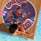 Melbourne Demons Beach Blanket Aboriginal Dot Pattern - Football Mascot Heritage Pride