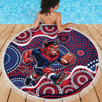 Melbourne Demons Beach Blanket Aboriginal Dot Pattern - Football Mascot Heritage Pride