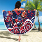 Melbourne Demons Beach Blanket Aboriginal Dot Pattern - Football Mascot Heritage Pride