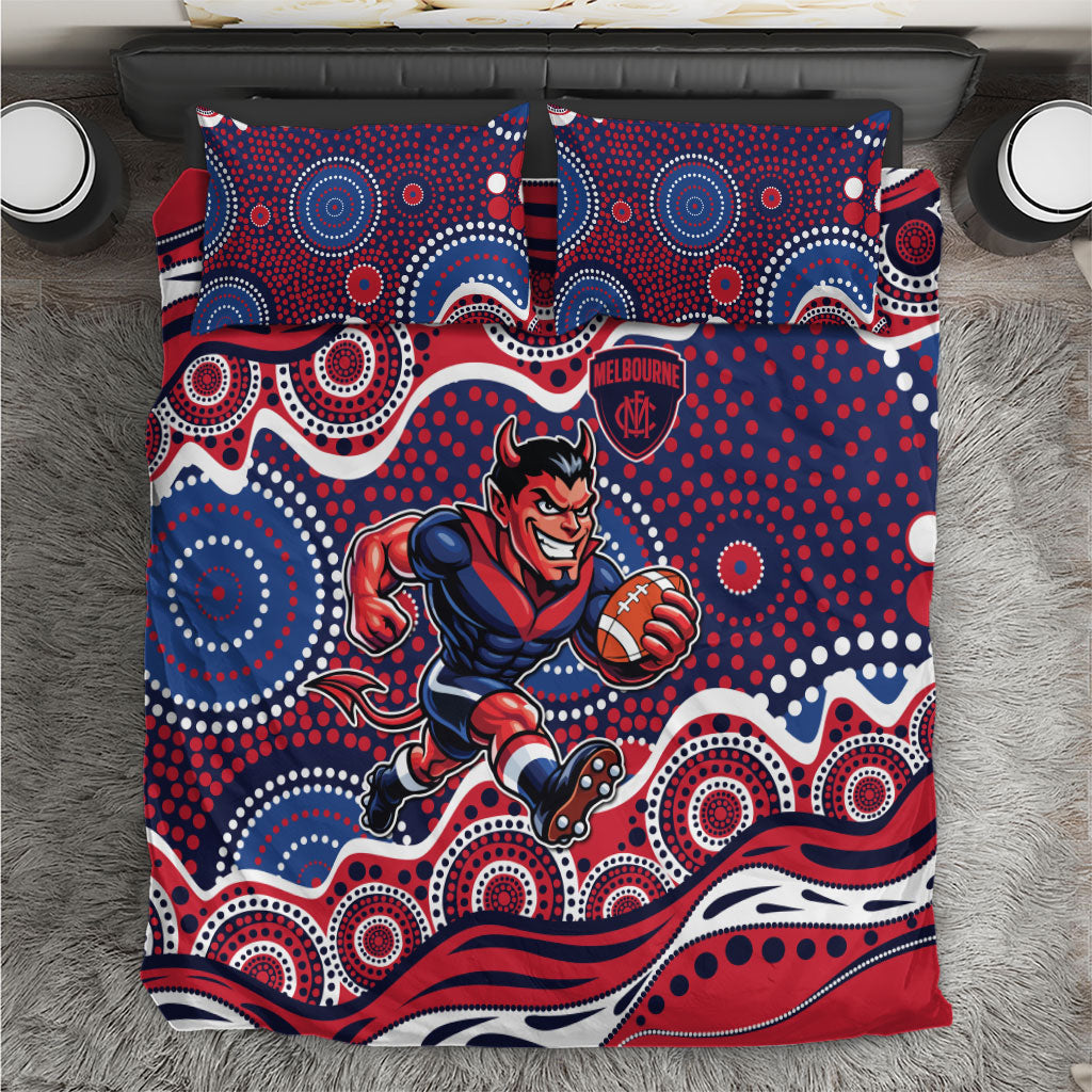 Melbourne Demons Bedding Set Aboriginal Dot Pattern - Football Mascot Heritage Pride