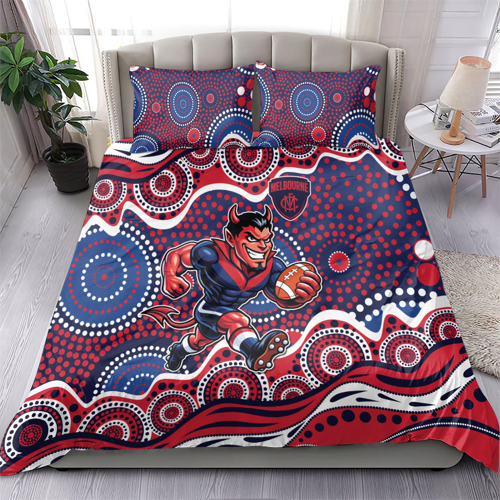 Melbourne Demons Bedding Set Aboriginal Dot Pattern - Football Mascot Heritage Pride