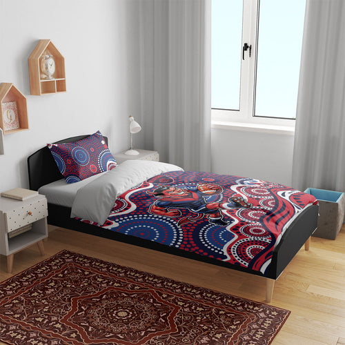 Melbourne Demons Bedding Set Aboriginal Dot Pattern - Football Mascot Heritage Pride