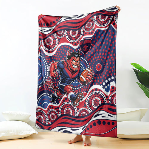 Melbourne Demons Blanket Aboriginal Dot Pattern - Football Mascot Heritage Pride
