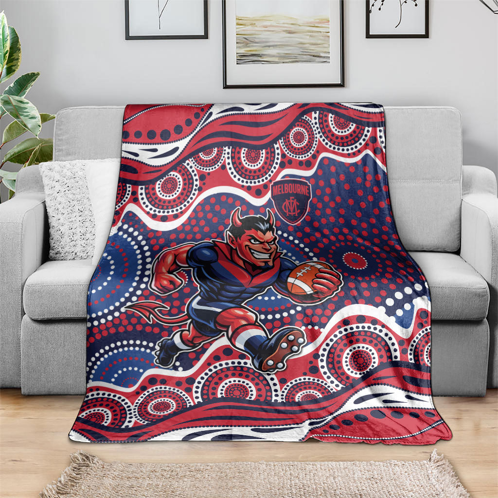 Melbourne Demons Blanket Aboriginal Dot Pattern - Football Mascot Heritage Pride