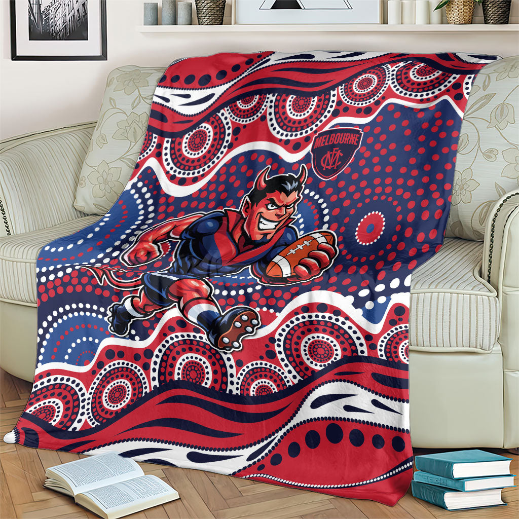 Melbourne Demons Blanket Aboriginal Dot Pattern - Football Mascot Heritage Pride
