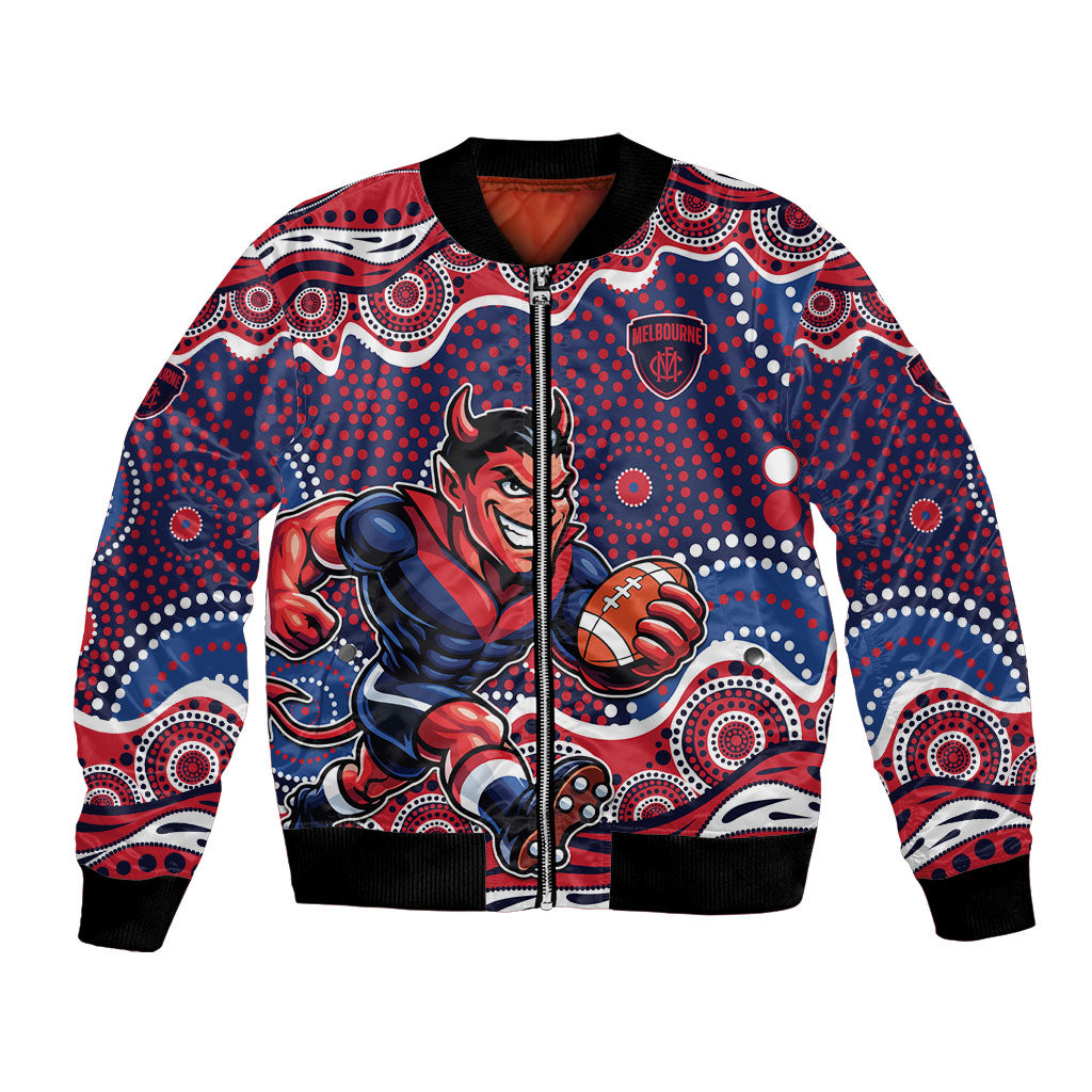 Melbourne Demons Bomber Jacket Aboriginal Dot Pattern - Football Mascot Heritage Pride