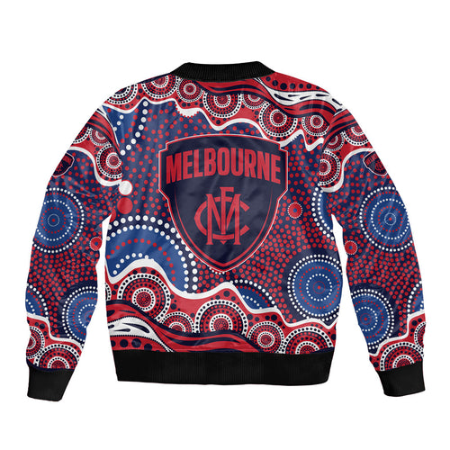 Melbourne Demons Bomber Jacket Aboriginal Dot Pattern - Football Mascot Heritage Pride
