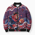 Melbourne Demons Bomber Puffer Jacket Aboriginal Dot Pattern - Football Mascot Heritage Pride