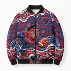 Melbourne Demons Bomber Puffer Jacket Aboriginal Dot Pattern - Football Mascot Heritage Pride