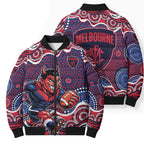 Melbourne Demons Bomber Puffer Jacket Aboriginal Dot Pattern - Football Mascot Heritage Pride