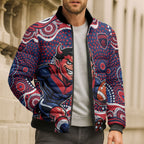 Melbourne Demons Bomber Puffer Jacket Aboriginal Dot Pattern - Football Mascot Heritage Pride