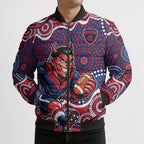 Melbourne Demons Bomber Puffer Jacket Aboriginal Dot Pattern - Football Mascot Heritage Pride