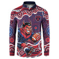 Melbourne Demons Button Sweatshirt Aboriginal Dot Pattern - Football Mascot Heritage Pride