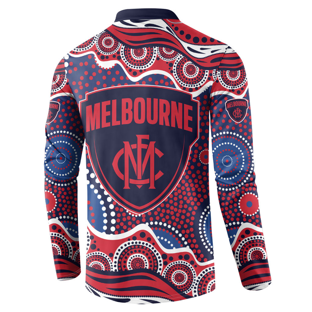 Melbourne Demons Button Sweatshirt Aboriginal Dot Pattern - Football Mascot Heritage Pride