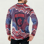 Melbourne Demons Button Sweatshirt Aboriginal Dot Pattern - Football Mascot Heritage Pride