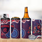 Melbourne Demons 4 in 1 Can Cooler Tumbler Aboriginal Dot Pattern - Football Mascot Heritage Pride